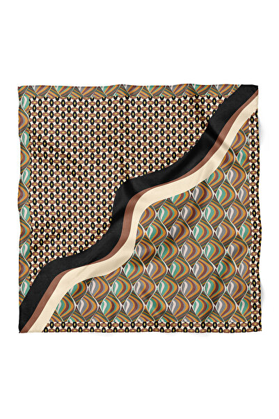 nehir eşarp Eșarfă Bandană cu Model Geometric Retro 70x70 Cm