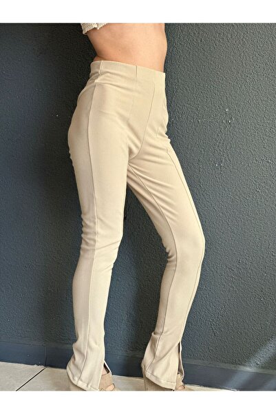 Gönülden Tasarım Cream Color Slit Women's Tights S/M