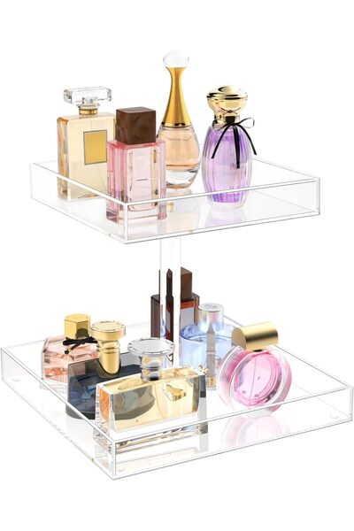 Generic YAGELI Acrylic 2-Tier Perfume & Makeup Organizer Tray, Transparent