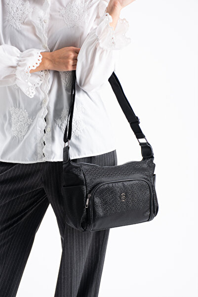 Sanmorris 1434 Multi-Compartment Faux Leather Shoulder Bag with Adjustable Crossbody Strap