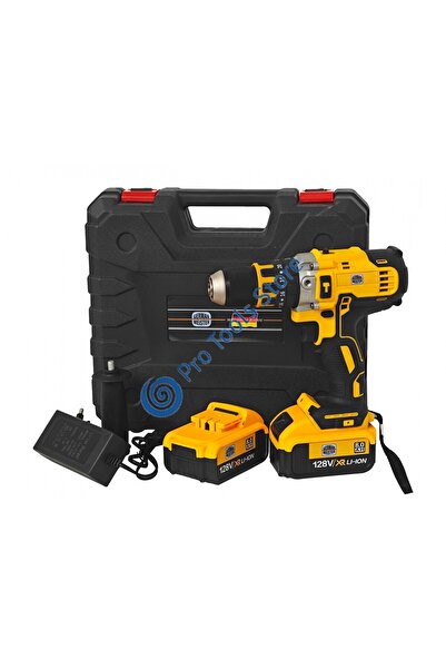 German Meister Mașină de găurit/șurubelniță fără fir, mandrină de 13 mm, mâner auxiliar, 2 baterii, 128V/8Ah