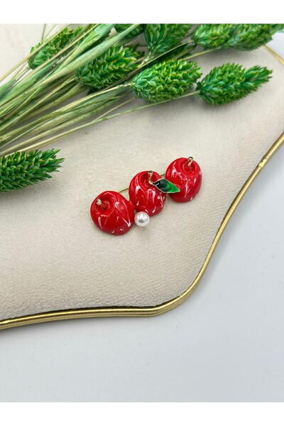 MyladyAccessoriess İnci Detay Domates Broş
