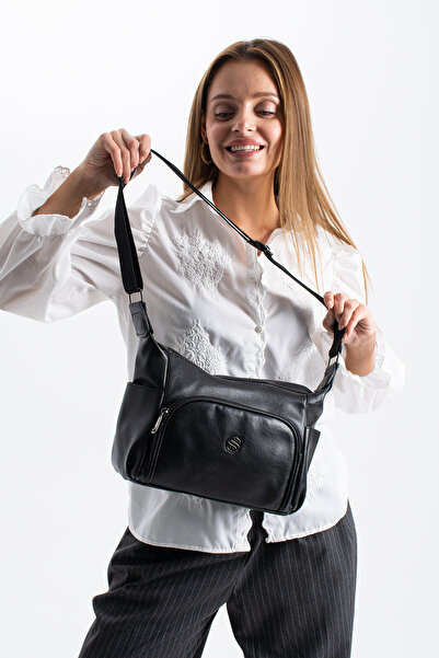 Sanmorris 1434 Multi-Compartment Faux Leather Shoulder Bag with Adjustable Crossbody Strap