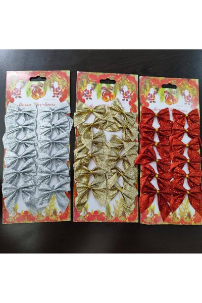 Çemrek Süs Parti Έτοιμο στολισμό με φιόγκο Στολίδι για χριστουγεννιάτικο δέντρο με φιόγκο Συσκευασία 6 τεμαχίων