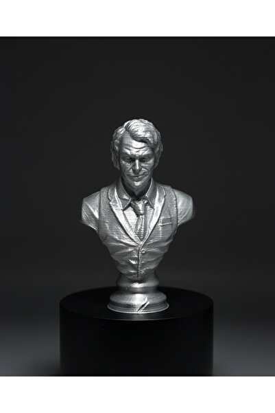 SİSUprintlab Joker Büst Biblo ,Koleksiyonluk Heykel Figür,Masaüstü Dekorasyon Gümüş Efekt 3D Baskı