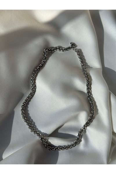 NB STEELORA قلادة رجالية من الفولاذ فضية اللون 60 سم