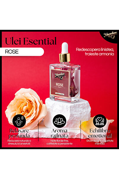 Magnetique Rose Essential Oil, Rose 50ml, 100% Steam Distilled, Relaxation, Anti-Stress