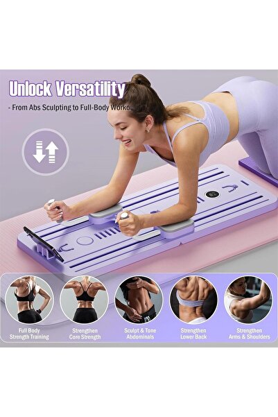 Generic Multifunctional Portable Pilates Reformer Set - Abdominal Workout & Plank Trainer (Purple 4in1)