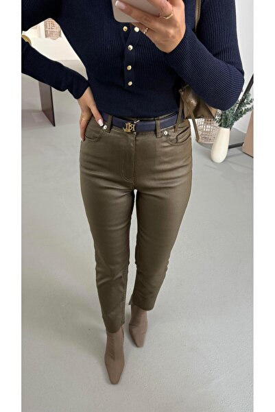 Sezgi Tekin Premium Seri Kesik Paça Haki Mumlu Pantolon