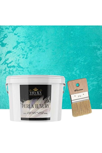 YaYa Color Vopsea decorativa de Lux, Perla Luxury cu Fulgi Perlati, Turcoaz D...