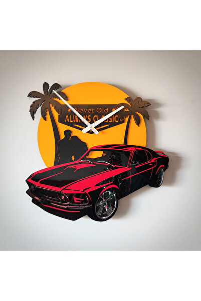 Time Reflection Klasik Amerikan Arabalı Duvar Saati – 48X50 Cm Şık Tasarım