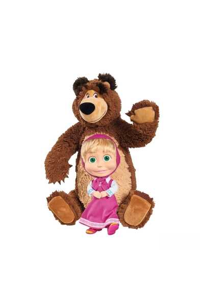 Virtual Trend Virtual Trend® plush toy set, Masha and The Bear, Masha doll 22 cm and Teddy bear 35 cm