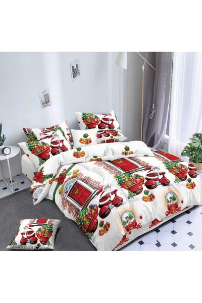 Truva Grup Finet Bed Linen Set "December Miracle" – 6 Pieces, 180 x 200 cm, Finet Cotton