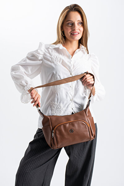 Sanmorris 1434 Multi-Compartment Faux Leather Shoulder Bag with Adjustable Crossbody Strap