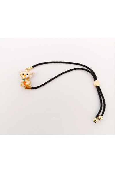 ADAMODART Rabbit Murano Glass Beaded Adjustable Drawstring Bracelet