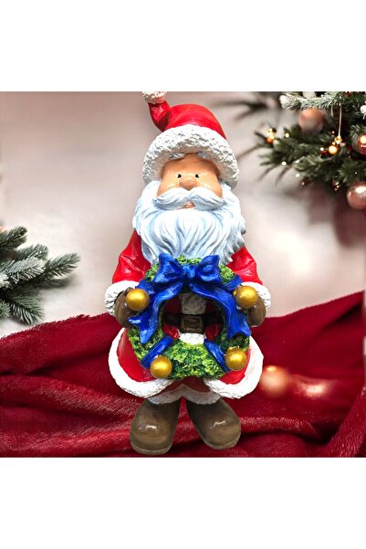 Noel Baba Figürü 30x14 cm – El Boyaması Polyester Yılbaşı Dekoru (Ultimate Glaze Vernikli)