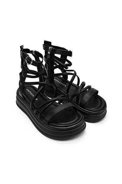 Tmall Women's sandals, With platform, Made of ecological leather, 792-1, Black