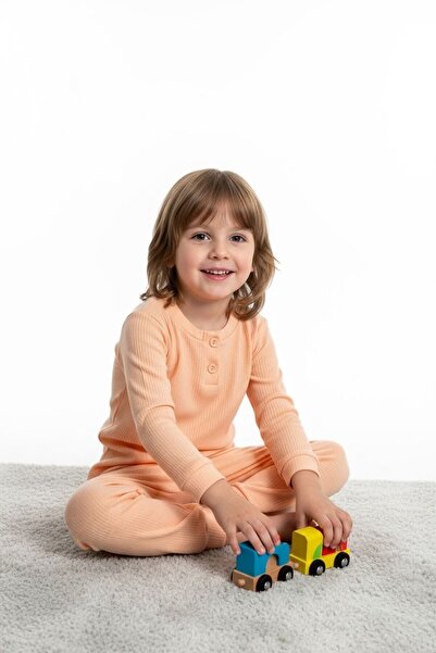 morbella Long Sleeve Corded Fabric Pajamas Children's Set-Unisex-Home Wear-Gi...
