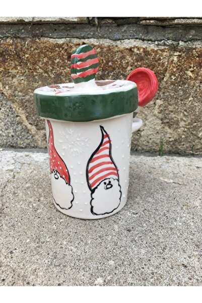 seramikanaz elyapımı seramik yılbaşı temalı kaşıklı kavanoz