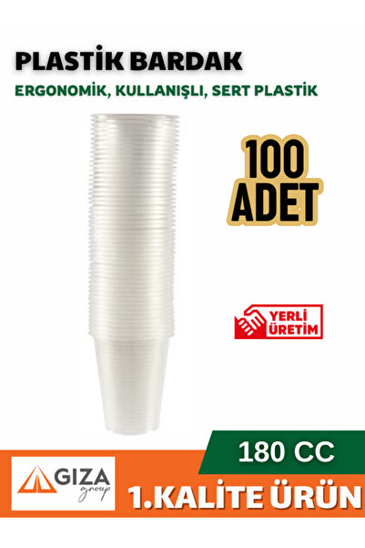 Giza Ambalaj Şeffaf Plastik Pet Bardak 180 cc 100 Adet