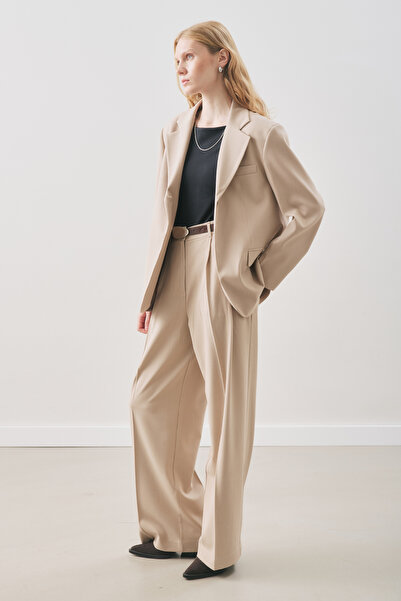 Manuka Jun Single Button Blazer Jacket Beige