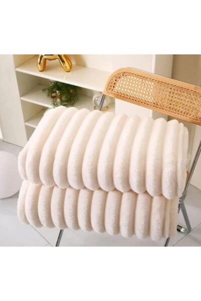 Super Elegant Pucioasa Cocolino blanket, Plain/Striped, 2-person, Fluffy, 200x230 cm, Cream