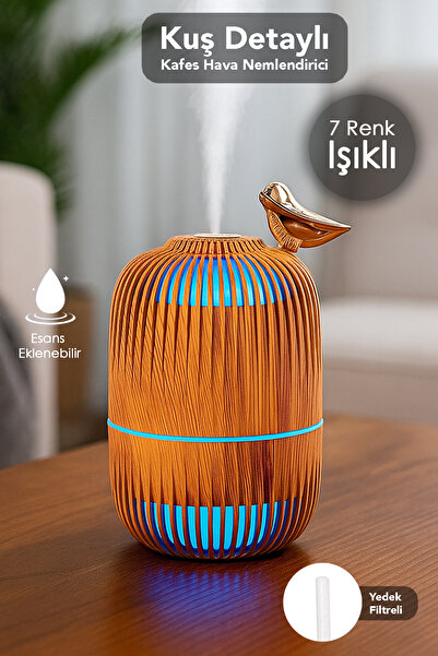 mimtec Kafes Model Hava Nemlendirici - 280 ml Işıklı Aroma Difüzörü Buhar Mak...