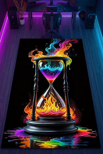 HalıOnline Sanat Artwork Desenli Kaymaz Taban Makinede Yıkanabilir Gaming Oyu...