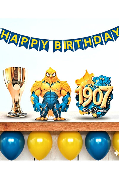 telaşe memuru Sarı Lacivert Taraftar Ayaklı Masa Üstü Pano Seti ( 3 Adet ) Do...