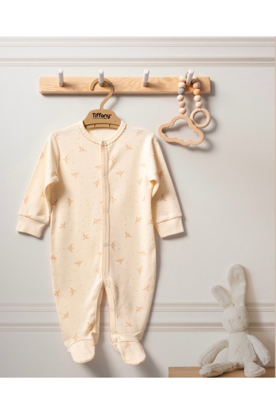 Tiffany Kuş Desenli Organik Pamuk Patikli Tulum