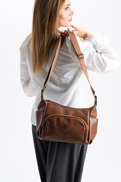 Sanmorris 1434 Multi-Compartment Faux Leather Shoulder Bag with Adjustable Crossbody Strap