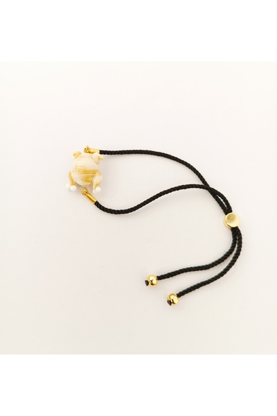 ADAMODART Fried Chicken Murano Glass Beaded Adjustable String Bracelet