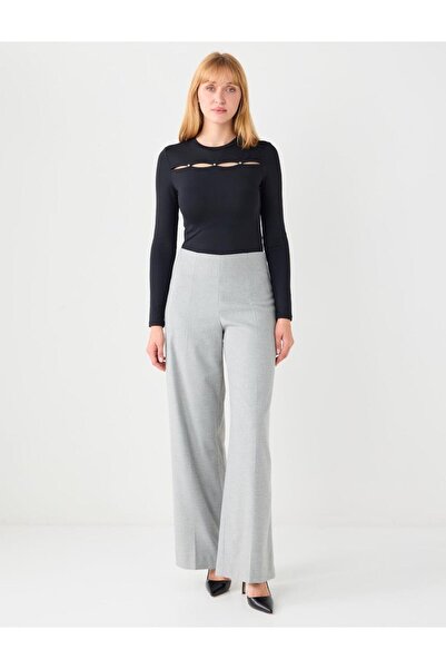 Jimmy Key Siyah Dar Kesim Bisiklet Yaka Örme Bluz