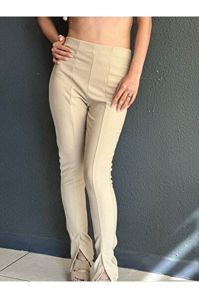 Gönülden Tasarım Cream Color Slit Women's Tights S/M