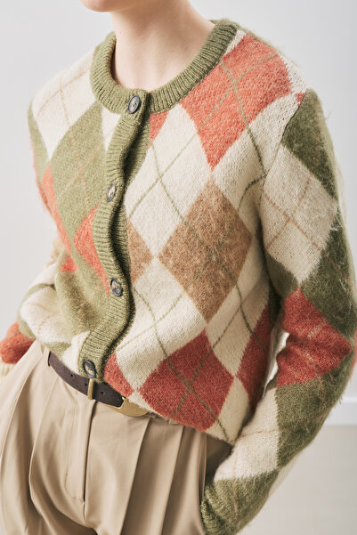 Manuka Baklava Patterned Cardigan Green
