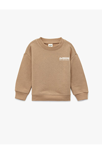 Koton Cotton Long Sleeve Crew Neck Printed Oversize Sweatshirt