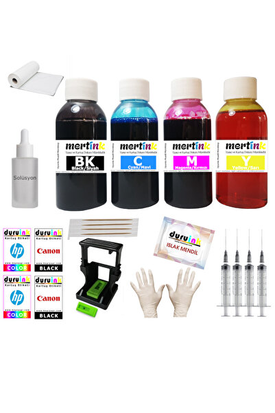 Mertink CANON TS3750i PG-575 CL-576 KARTUŞ DOLUM SETİ 4X100ML 4 RENKLİ MÜREKKEP