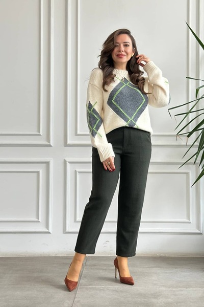 Yağmur Butik بنطلون كاروت باتشوكي مخطط بخصر مطاطي