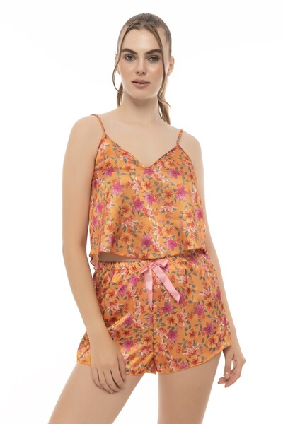 IVYRAE Γυναικείο σετ πιτζάμα με σατέν σορτς δύο τεμαχίων με ρυθμιζόμενο λουρά...