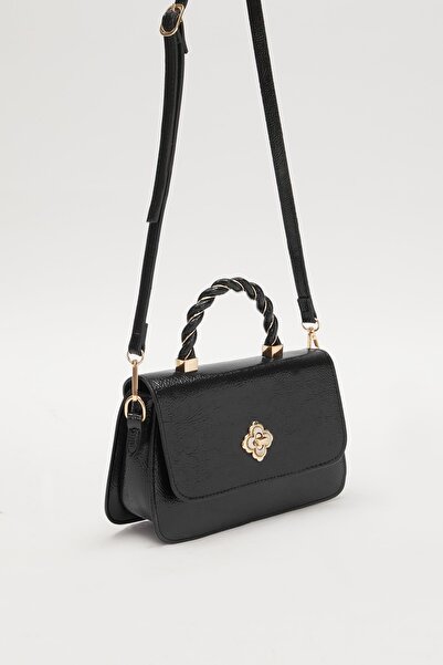 Levidor Geantă de mână și de umăr pentru femei din piele lacuită neagră 930179