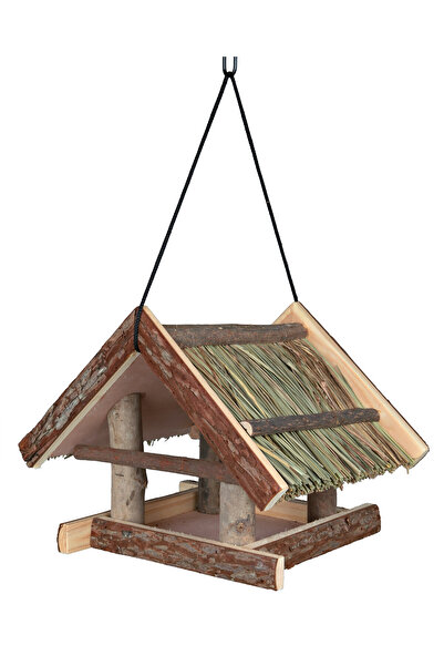 Trixie Outdoor Hanging House-Style Wooden Bird Feeder 25x25x25 cm (Nature, 55661)