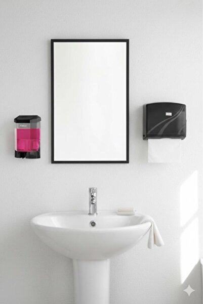 Flosoft 200’lü Z Katlamalı Kağıt Havluluk Dispanseri + Banyo Mutfak Duvara Monte Sıvı Sabunluk Siyah Seri