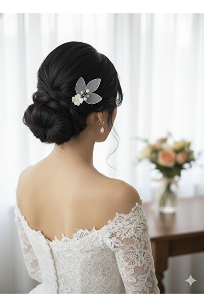 Handmade İncili Gelin tokası, sade ve şık gelin aksesuarı, minimal gelin filk...