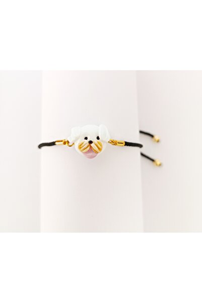 ADAMODART Dog Murano Glass Beaded Adjustable Drawstring Bracelet