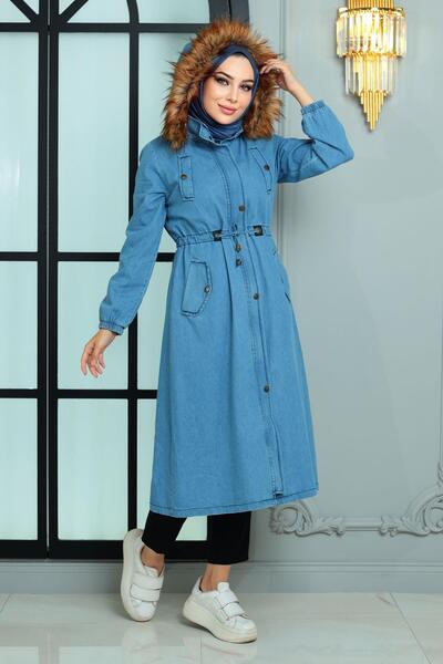 Missvalle Hooded Denim Coat Light Denim 19173