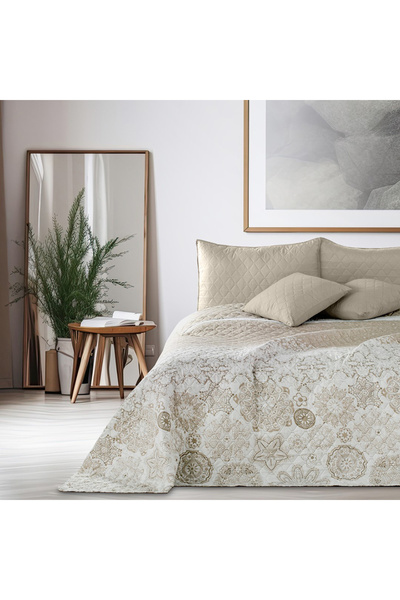 Deco King Quilted and printed bedspread, Alhambra, 70 g/m2, 260x280 cm, Beige