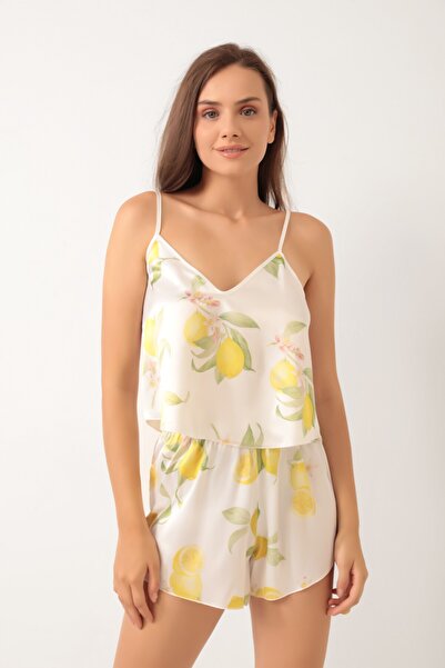 IVYRAE Women's Satin Shorts Two-Piece Nightgown Pajama Set Adjustable Straps Soft Textured