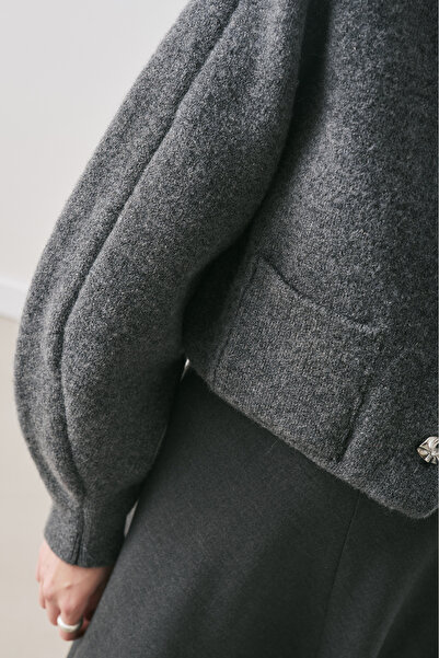 Manuka Button-Detail Cardigan Anthracite