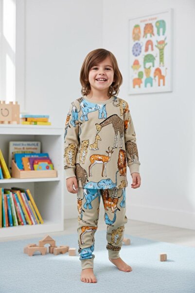 morbella Baskılı Erkek Çocuk Pijama Takımı | Dinazor, Robot, Araba Desenli Uz...