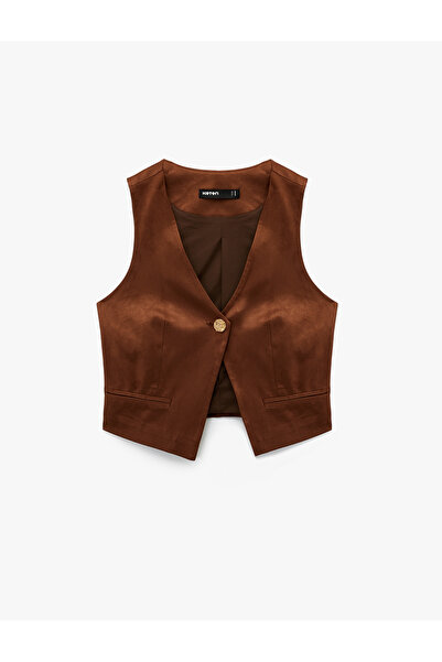 Koton Γιλέκο από ψεύτικο σουέτ με κουμπιά και λαιμόκοψη σε σχήμα V